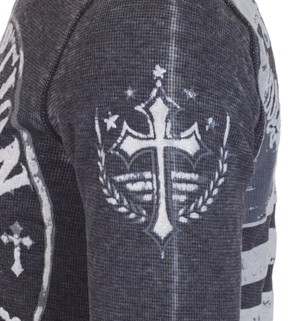 Archaic by Affliction Men's Thermal Shirt Crossed Death