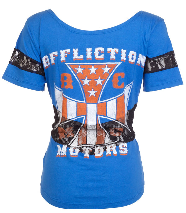 Affliction Women's T-shirt Iron Shield  =