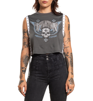 Affliction Women's T-shirt Saints Flag Crew Muscle Tee