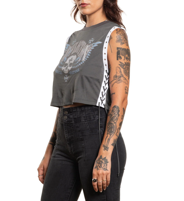 Affliction Women's T-shirt Saints Flag Crew Muscle Tee