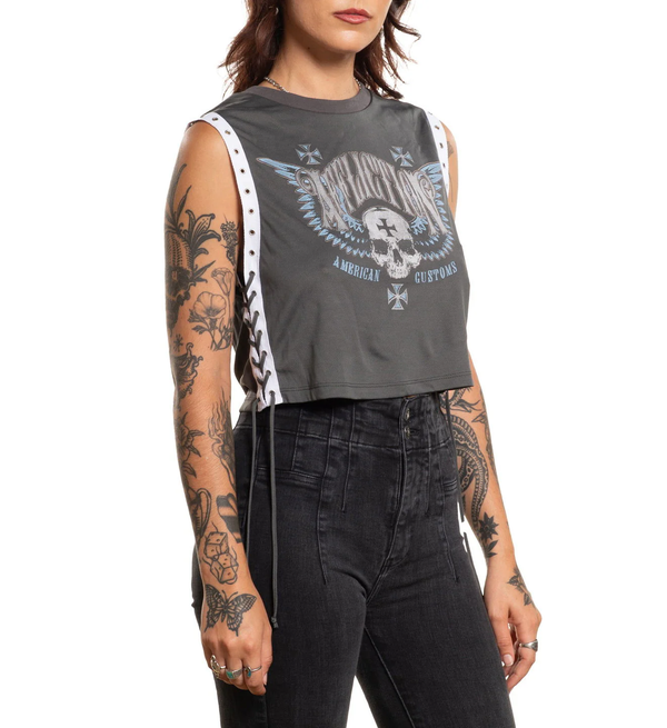 Affliction Women's T-shirt Saints Flag Crew Muscle Tee