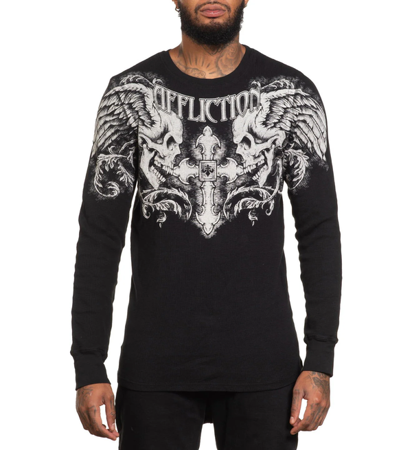 Affliction Men's Thermal Shirt Winged UP