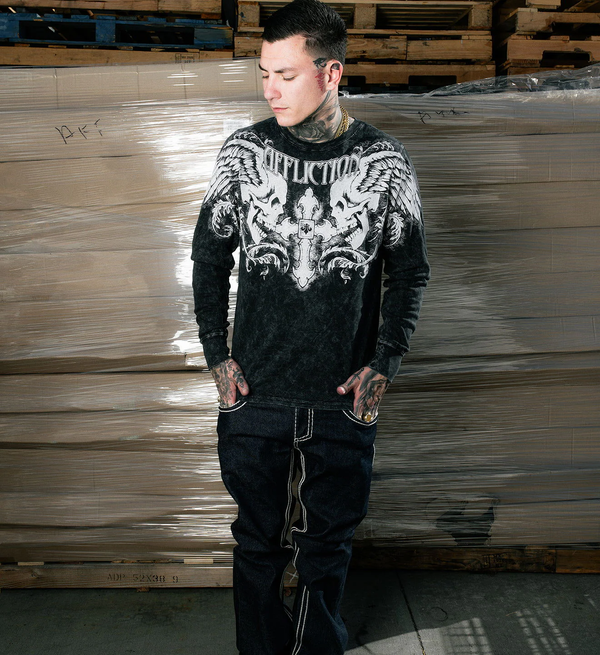 Affliction Men's Thermal Shirt Winged UP