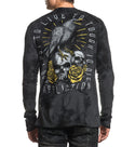 Affliction Men's T-shirt BLACK CROW L/S Henley