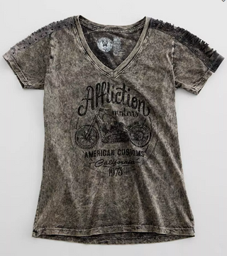 Affliction Women's T-shirt American Customs Iron Rider