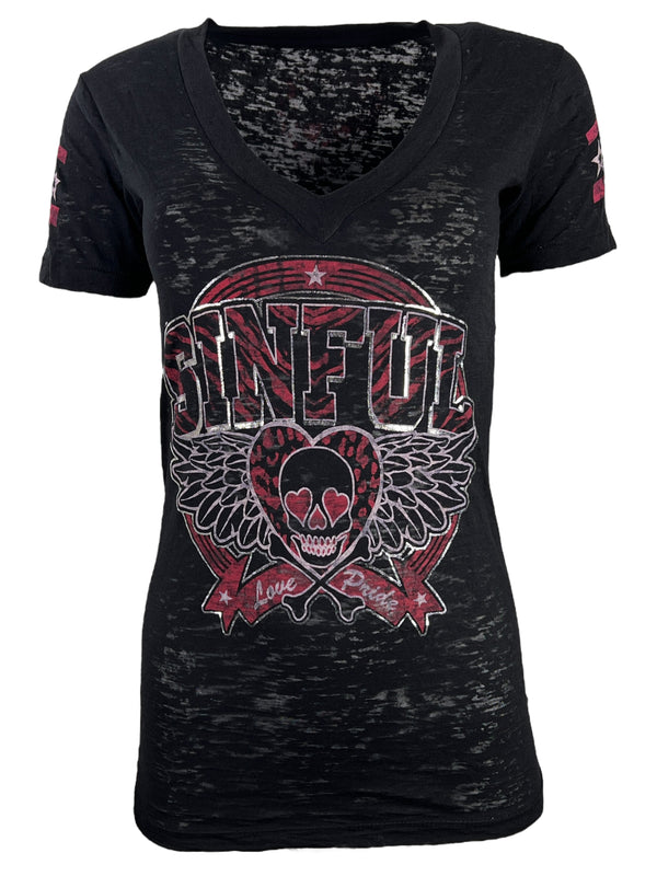 Sinful By Affliction Women's T-shirt Team Spirit  =