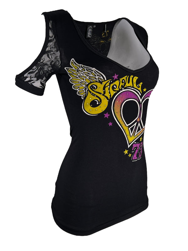 Sinful By Affliction Women's T-shirt Vertigo  =