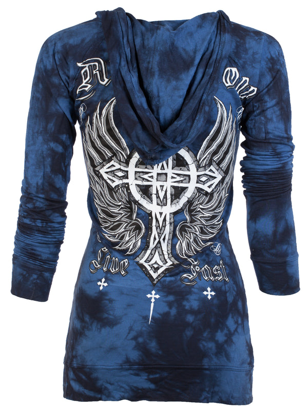 Affliction Women's Zip Up Hoodie Jacket Virtue   =