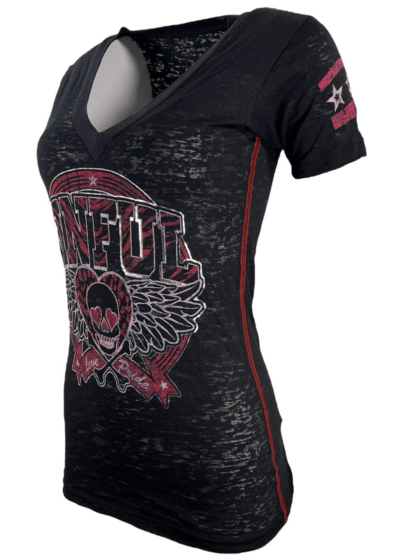 Sinful By Affliction Women's T-shirt Team Spirit  =