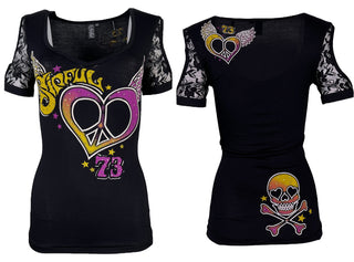 Sinful By Affliction Women's T-shirt Vertigo  =