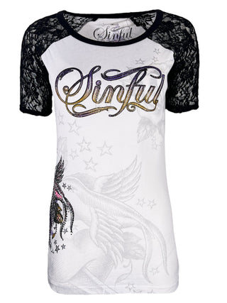 Sinful by Affliction Women's T-shirt Herbal =