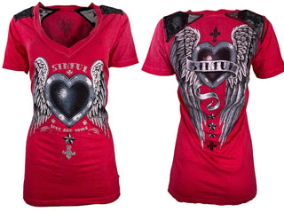 Sinful By Affliction Women's T-shirt Metal Heart