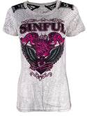 Sinful By Affliction Women's T-shirt EN Fuego  =