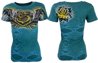 Sinful By Affliction Women's T-shirt Neon  =