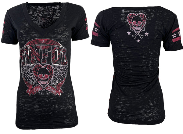 Sinful By Affliction Women's T-shirt Team Spirit  =