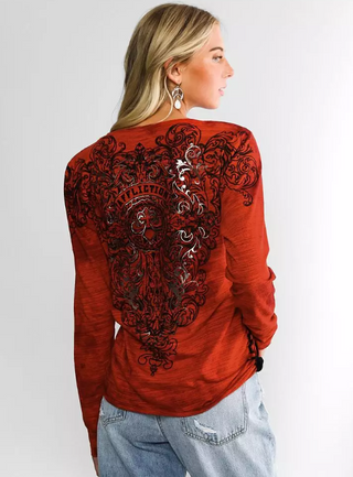 Affliction Women's Shirt Folklore Lace-up