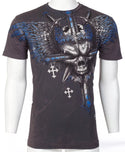 ARCHAIC by AFFLICTION Charcoal GRAVE KILLER Short Sleeve Slim Fit Y2K T-shirt