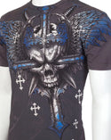 ARCHAIC by AFFLICTION Charcoal GRAVE KILLER Short Sleeve Slim Fit Y2K T-shirt