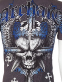 ARCHAIC by AFFLICTION Charcoal GRAVE KILLER Short Sleeve Slim Fit Y2K T-shirt