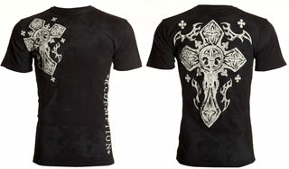 ARCHAIC by AFFLICTION Black FATAL COURSE Short Sleeve Slim Fit Y2K T-shirt NWT ++