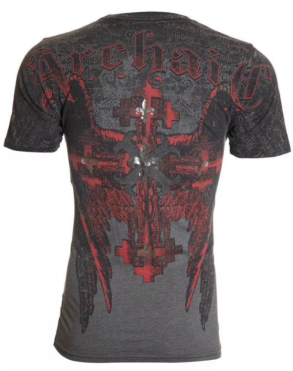 ARCHAIC by AFFLICTION Charcoal ABINGDON Short Sleeve Slim Fit Y2K T-shirt