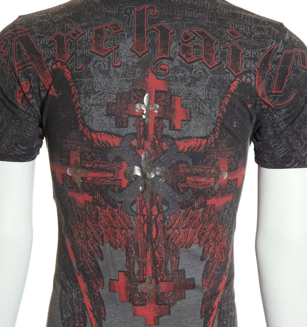 ARCHAIC by AFFLICTION Charcoal ABINGDON Short Sleeve Slim Fit Y2K T-shirt