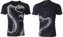 $58 AFFLICTION Black SKELETAL SNAKE Short Sleeve Slim Fit Y2K T-shirt NWT ++