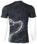 $58 AFFLICTION Black SKELETAL SNAKE Short Sleeve Slim Fit Y2K T-shirt NWT ++