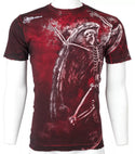 $58 AFFLICTION Red RELINQUISH Short Sleeve Slim Fit Y2K T-shirt MMA ELITE NWT ++