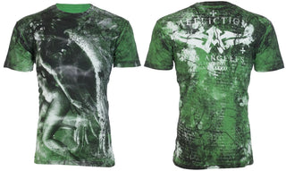 $62 AFFLICTION Green LUCINDA ANGEL Short Sleeve Slim Fit Y2K T-shirt NWT ++