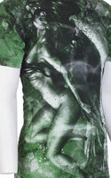 $62 AFFLICTION Green LUCINDA ANGEL Short Sleeve Slim Fit Y2K T-shirt NWT ++