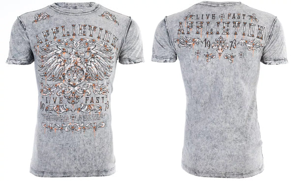 AFFLICTION American Customs IROQUOIS Short Sleeve Slim Fit REVERSIBLE T-shirt ++