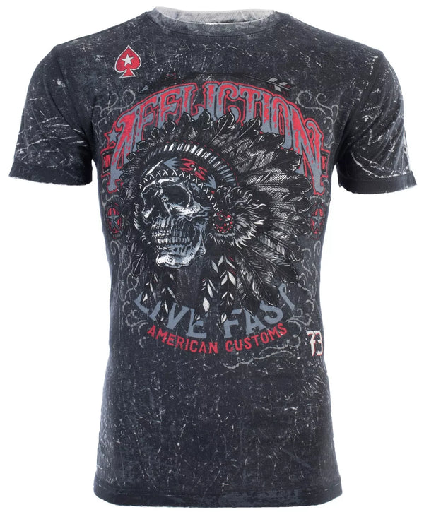 AFFLICTION American Customs IROQUOIS Short Sleeve Slim Fit REVERSIBLE T-shirt ++