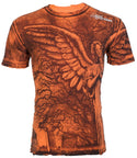 $62 AFFLICTION Orange GRAVE ANGEL Short Sleeve Slim Fit Y2K T-shirt NWT ++