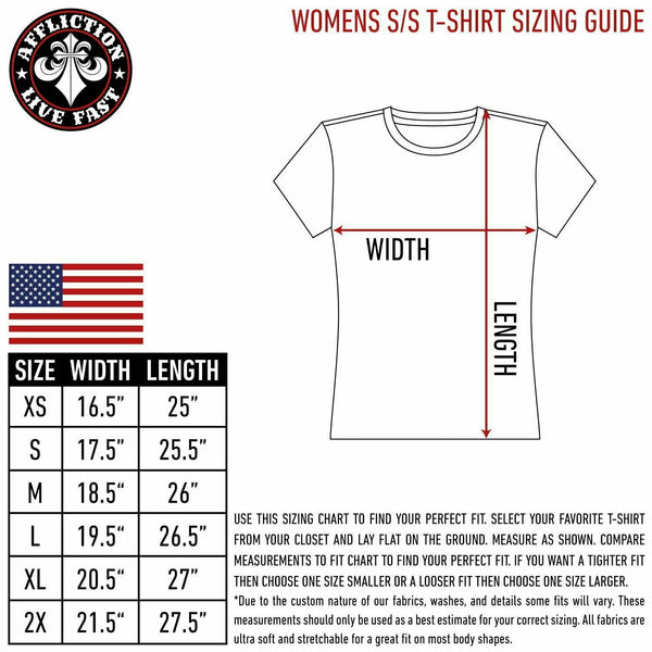 Sinful By Affliction Women's T-shirt Big League  =