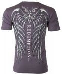 ARCHAIC by AFFLICTION Grey SPINE WINGS Short Sleeve Slim Fit Y2K T-shirt NWT