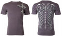 ARCHAIC by AFFLICTION Grey SPINE WINGS Short Sleeve Slim Fit Y2K T-shirt NWT