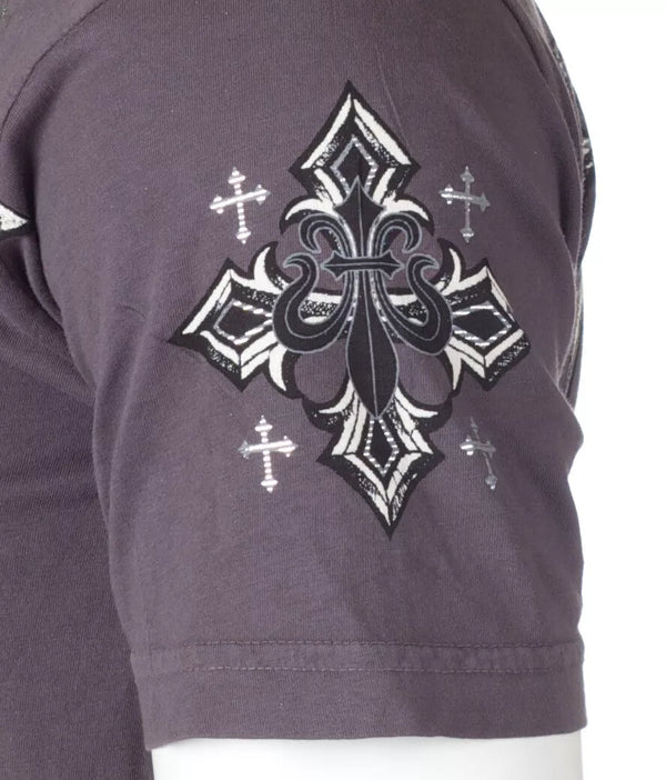 ARCHAIC by AFFLICTION Grey SPINE WINGS Short Sleeve Slim Fit Y2K T-shirt NWT