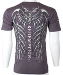 ARCHAIC by AFFLICTION Grey SPINE WINGS Short Sleeve Slim Fit Y2K T-shirt NWT