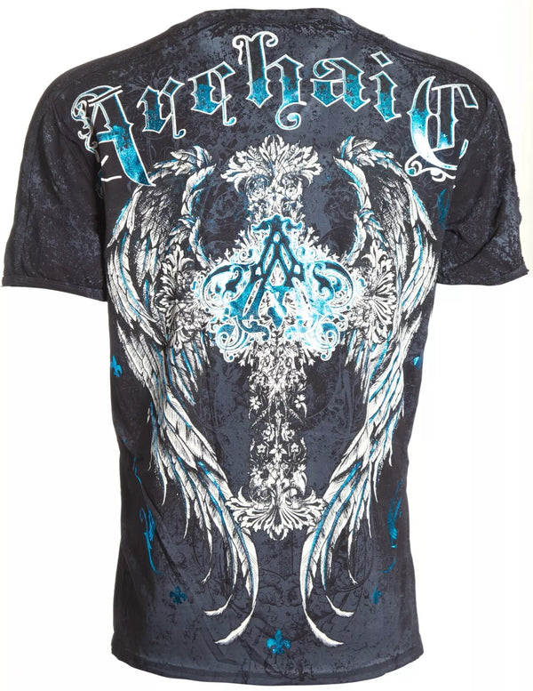 ARCHAIC by AFFLICTION Black MAUSOLEUM Short Sleeve Slim Fit Y2K T-shirt NWT