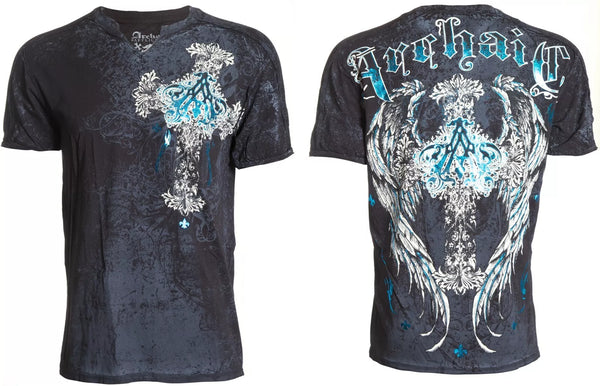 ARCHAIC by AFFLICTION Black MAUSOLEUM Short Sleeve Slim Fit Y2K T-shirt NWT