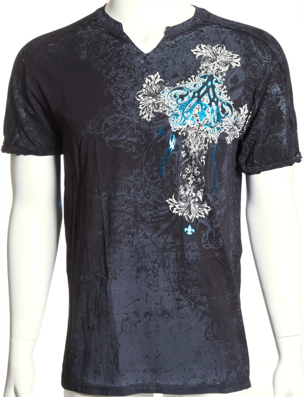 ARCHAIC by AFFLICTION Black MAUSOLEUM Short Sleeve Slim Fit Y2K T-shirt NWT