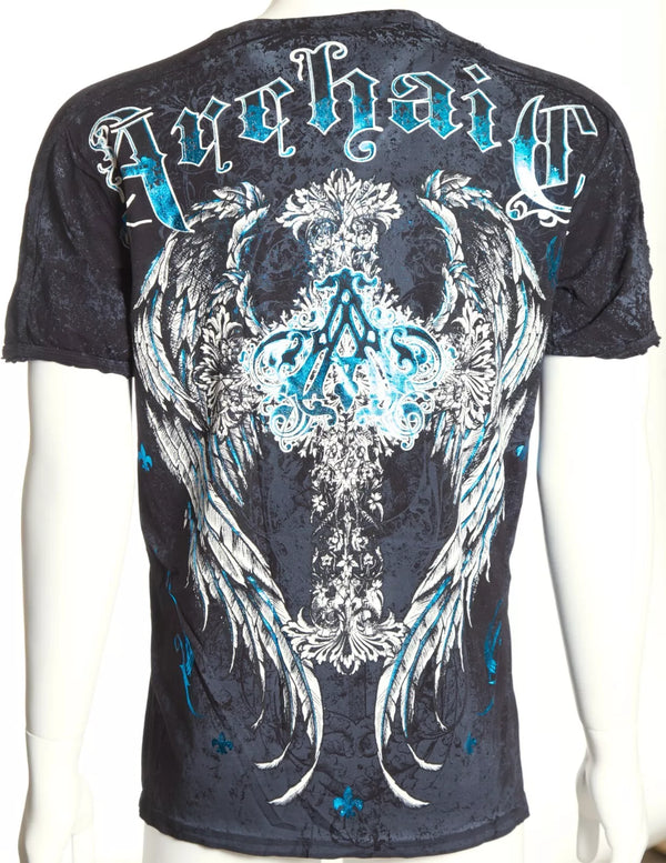 ARCHAIC by AFFLICTION Black MAUSOLEUM Short Sleeve Slim Fit Y2K T-shirt NWT