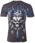 ARCHAIC by AFFLICTION Charcoal GRAVE KILLER Short Sleeve Slim Fit Y2K T-shirt