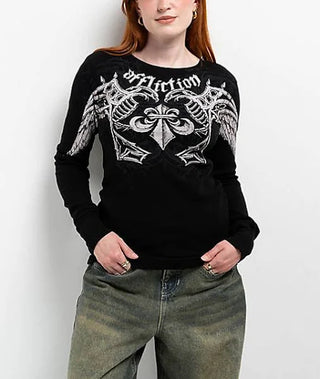Affliction Women's Thermal Long Sleeve Shirt Aguilas