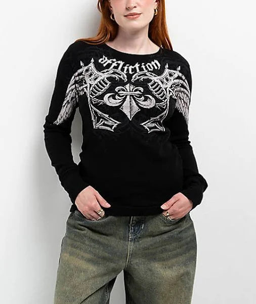 Affliction Women's Thermal Long Sleeve Shirt Aguilas