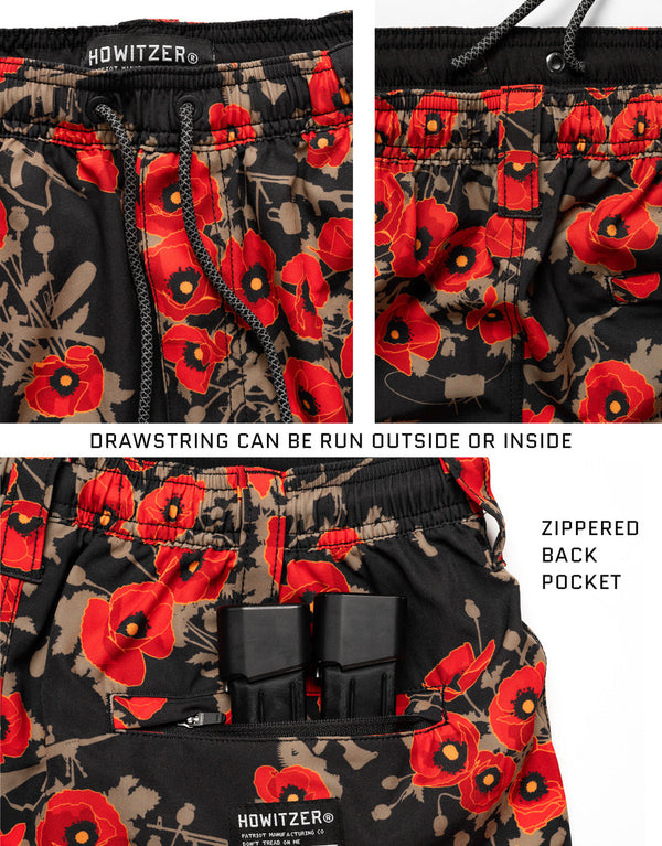 Howitzer Men's Boardshort Otte Poppies Of War Hybrid Short