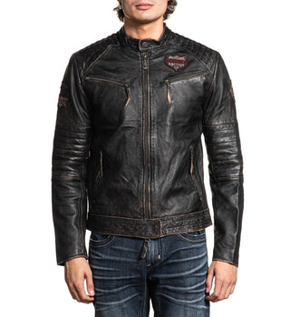 AFFLICTION Leather FULL MEASURE JACKET Limited Edition Washed Black