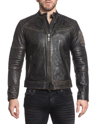 AFFLICTION Leather GHOST RIDER JACKET Black