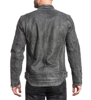 AFFLICTION Leather BLACK MOON RIDERS JACKET Grey